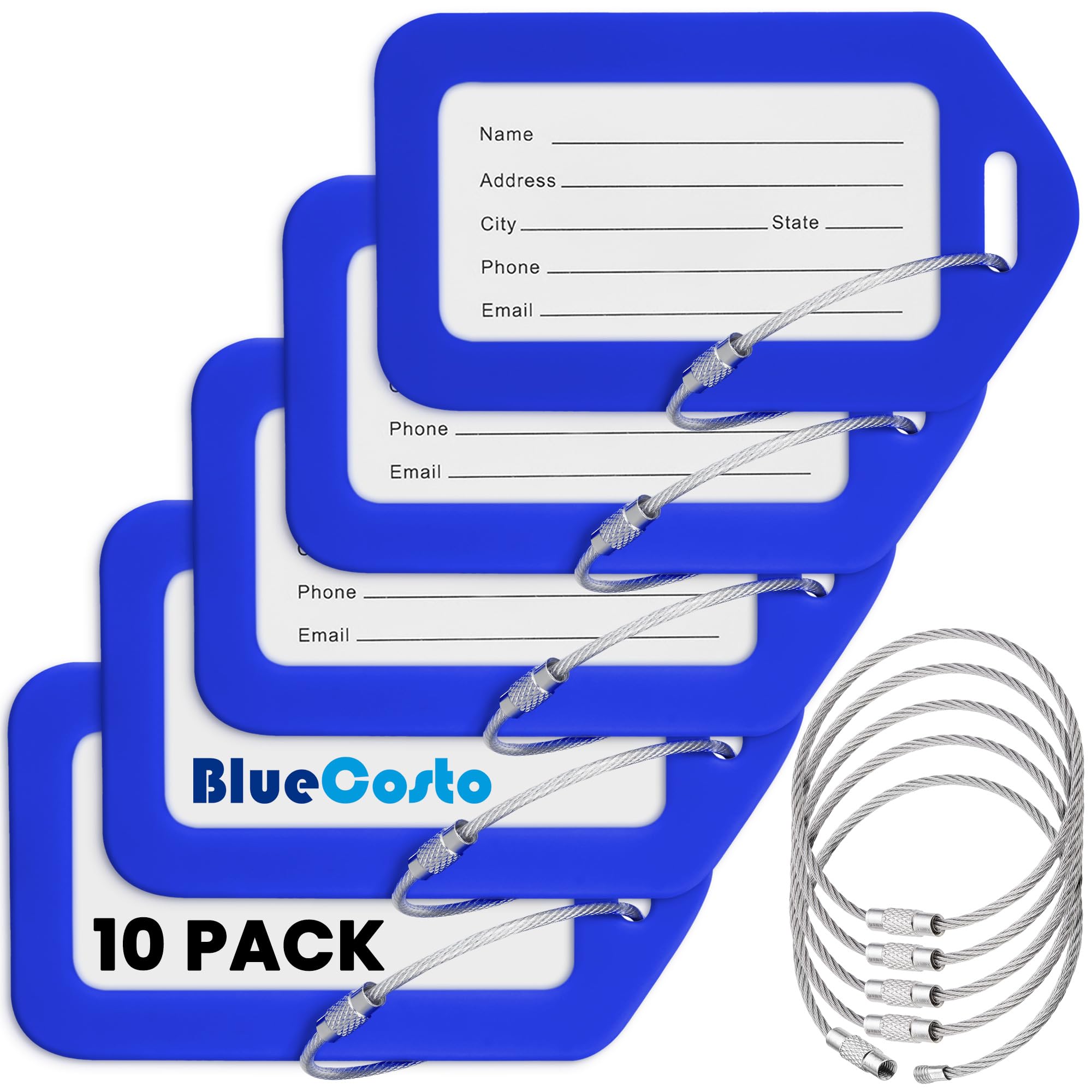 Amazon.com | BlueCosto - Luggage Tags - Blue, 10 Pack - Suitcase